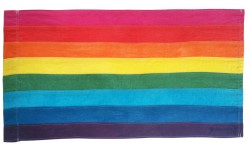 The Original Pride flag, a rainbow flag with vibrant colors in descending order of pink, red, orange, yellow, green, teal, blue, and a deep purple.